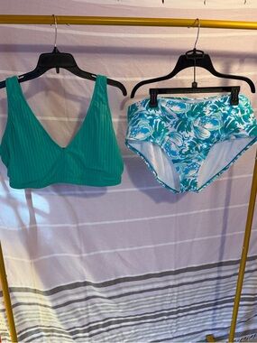 Time and Tru Teal Two-Piece Swim Set